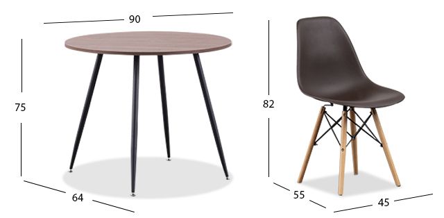 Comedor Marla Redondo con Sillas Atlas PL Café 5 Piezas