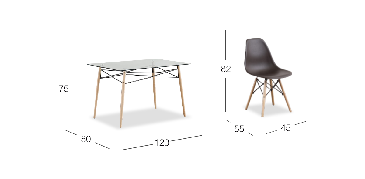 Comedor Rectangular con Sillas Atlas Café 5 Piezas