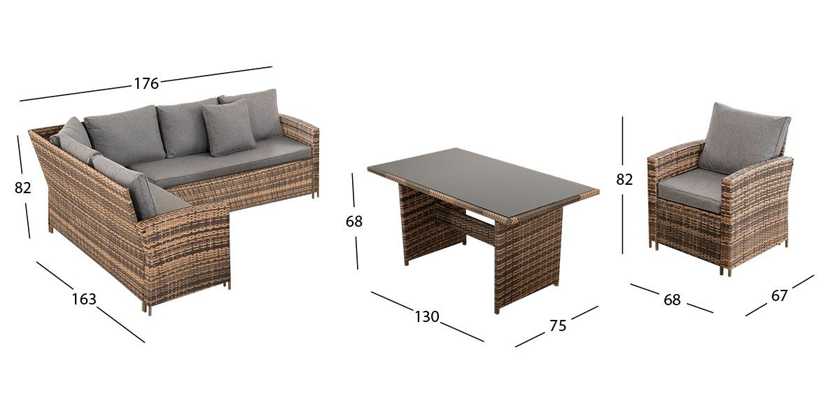 Set De Jardín Rattan Terra Gris