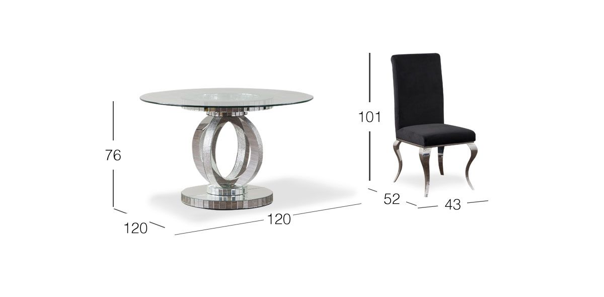 Comedor Redondo Genesis con Sillas Elenor Negro 5 Piezas