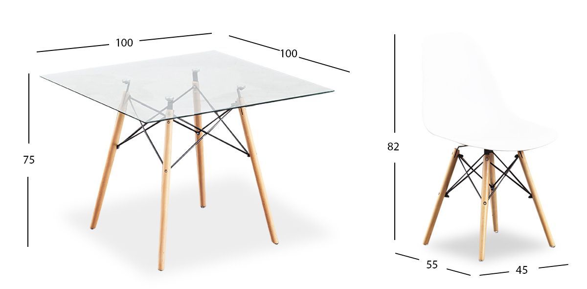 Comedor Cuadrado con Sillas Atlas Blanco 5 Piezas