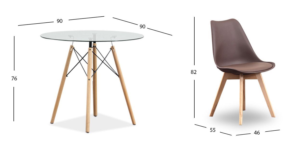 Comedor Redondo Atlas PL Con Sillas Arthus Café 5 Piezas