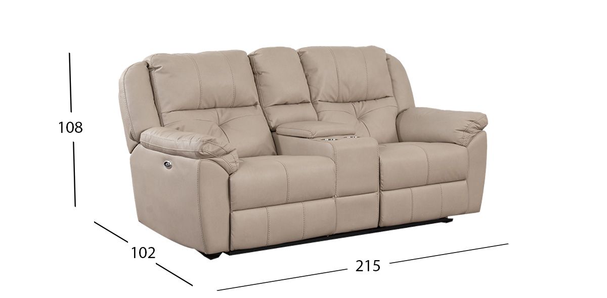 Sofá 2 Plazas Con Reclinables Eléctricos Y Consola Prescot Air Beige