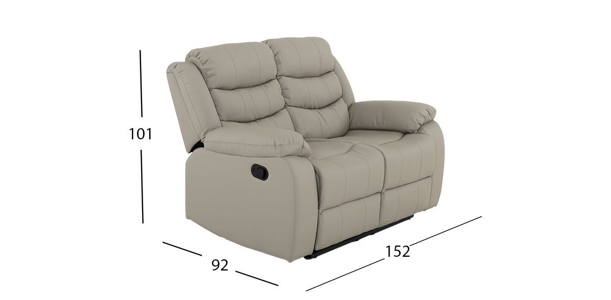 Sofá De 2 Plazas Piel Con Reclinable Caserta Gris