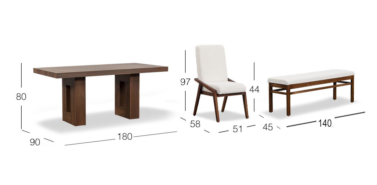 Comedor Marbella Con Sillas Y Banca Praga Mix Beige 6 Piezas