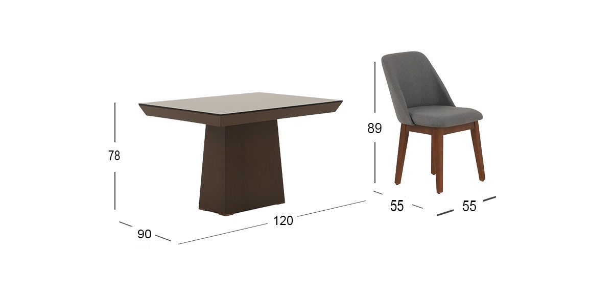 Comedor 120 Cm Montreal Con Sillas Olaf PL Gris 5 Piezas