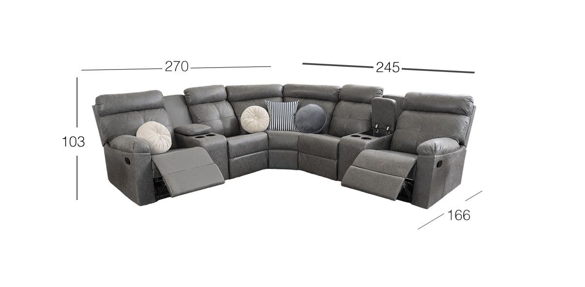 Sala Modular Con Reclinable Liam Plus Gris 