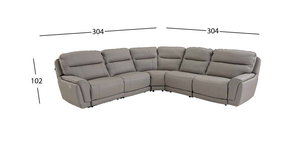 Sala Reclinable Modular Piel Darno Gris (Boal)