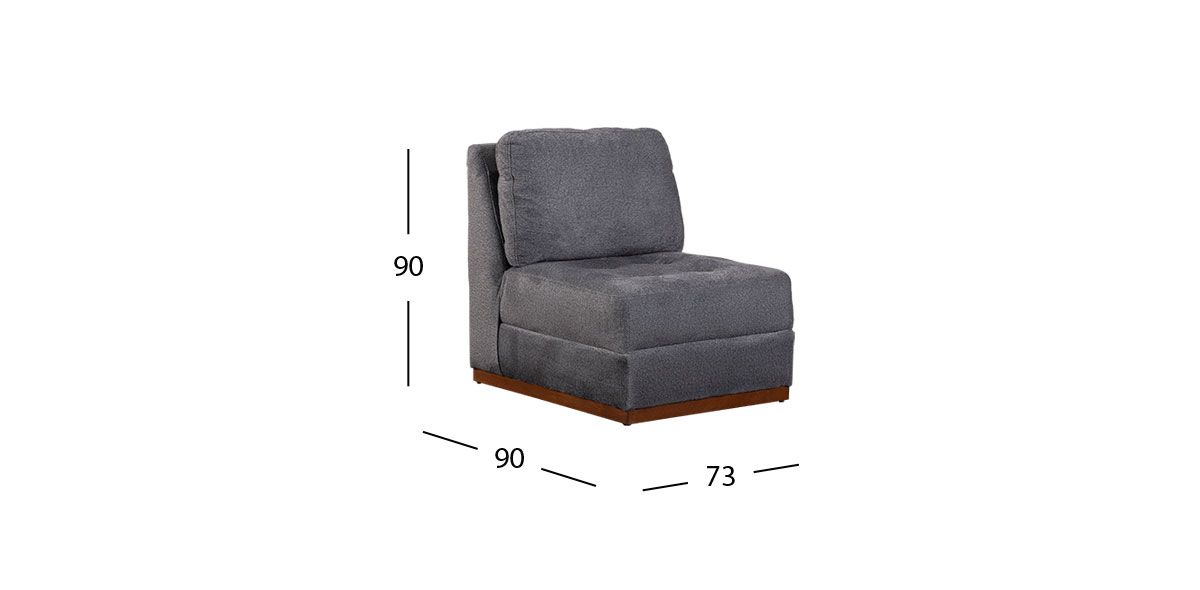 Sillón Sin Brazos Tifany Plus Gris Smoke