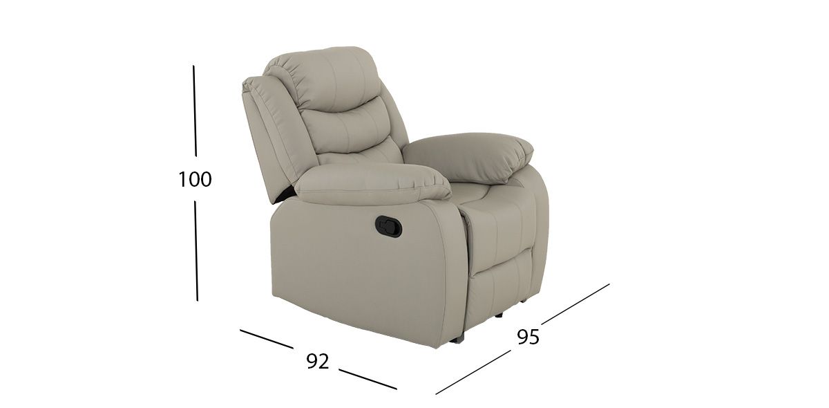 Sillón Piel Con Reclinable Caserta Gris