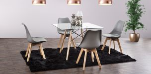 Comedor Cuadrado Atlas PL con Sillas Arthus Gris 