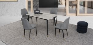 Comedor Rectangular Munich PL Gris 5 Piezas