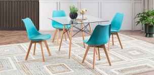 Comedor Cuadrado Atlas PL con Sillas Arthus Azul