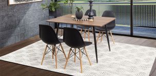 Comedor Rectangular Marla con Sillas Atlas PL Negro 5 Piezas