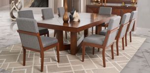 Comedor Rectangular 240 Cm Creta Gris Charcoal 9 Piezas