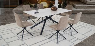 Comedor 180 X 100 Cm Traver Beige 7 Piezas