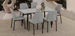 Comedor 140 X 80 Cm Arista Gris Claro 7 Piezas