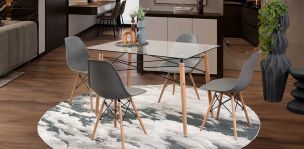 Comedor Rectangular con Sillas Atlas Gris 5 Piezas
