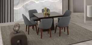 Comedor 120 Cm Montreal Con Sillas Olaf PL Gris 5 Piezas