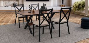 Comedor Rectangular Romeo Negro/Parota 5 Piezas