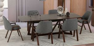 Comedor Rectangular Valenza Gris 7 Piezas
