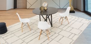 Comedor Redondo Nápoles Negro Con Sillas Atlas Blanco 5 Piezas