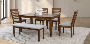 Comedor Rectangular 160 Cm Borja Café 6 Piezas