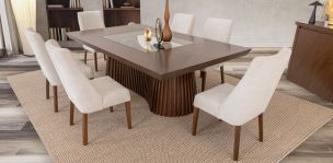 Comedor 240 X 140 Cm Lafsjo Beige 7 Piezas