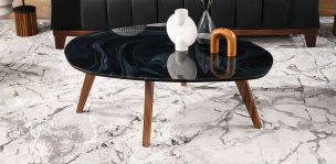 Mesa De Centro Cuarzo Golden Negro Grande 