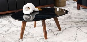 Mesa De Centro Cuarzo Golden Negro Mediana 
