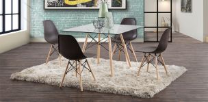 Comedor Cuadrado con Sillas Atlas Café 5 Piezas