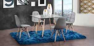 Comedor Cuadrado Atlas PL con Sillas Angun Gris