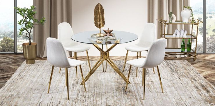Comedor Redondo Trivor Dorado 5 Pzs
