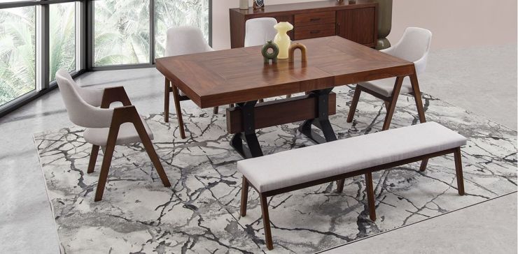 Comedor Estocolmo con Sillas y Banca Cream 6 Piezas II