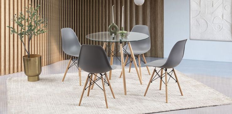 Comedor Redondo con sillas Atlas Gris 5 Piezas