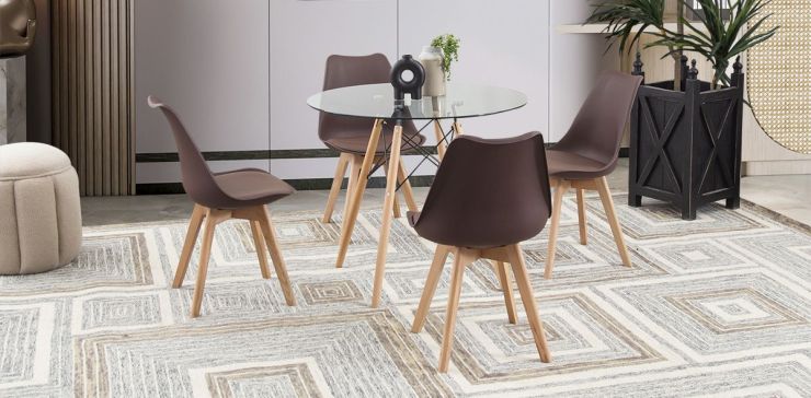 Comedor Redondo Atlas PL Con Sillas Arthus Café 5 Piezas