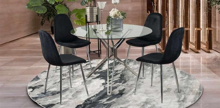 Comedor Redondo Trivor Plata 5 Piezas