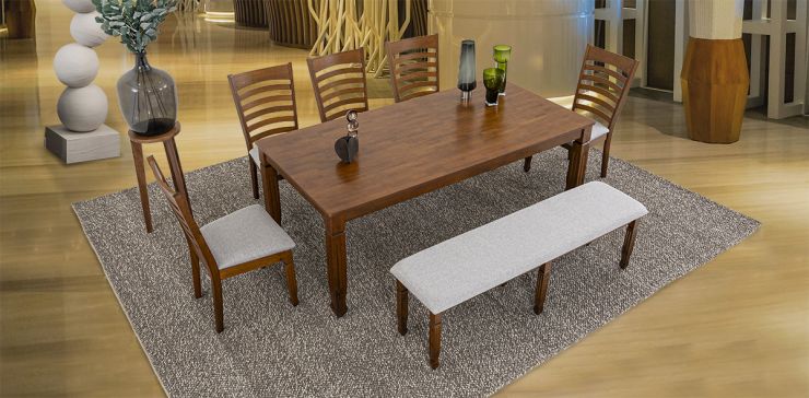 Comedor Rectangular 200 Cm Borja Café 7 Piezas