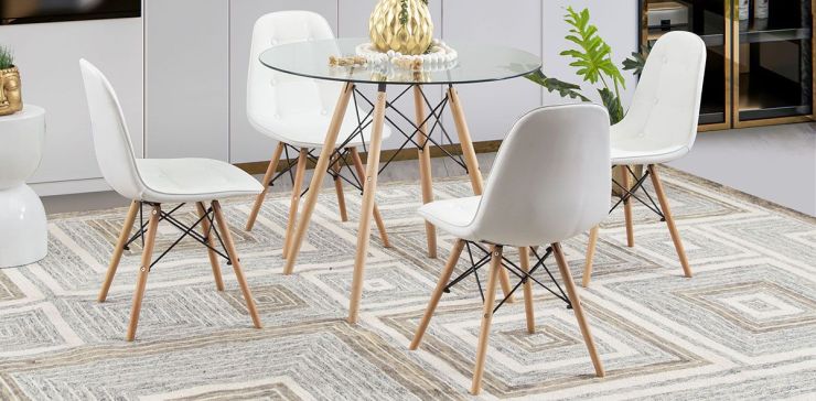 Comedor Redondo Atlas PL Con Sillas Angun Blanco