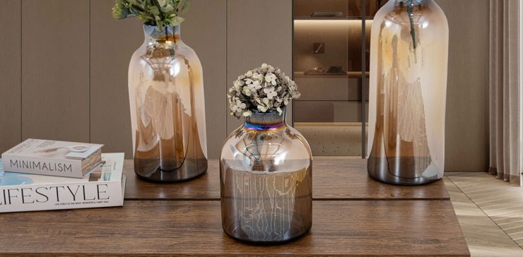 Jarrón Decorativo Balero Cristal Zirconia Café Chico