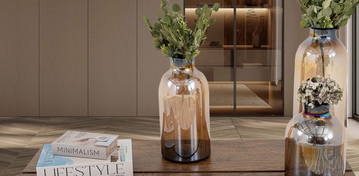 Jarrón Decorativo Balero Cristal Zirconia Café Mediano