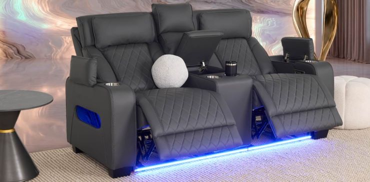 Sofá 2 Plazas Con Reclinables Eléctricos Jetour Gris Oxford