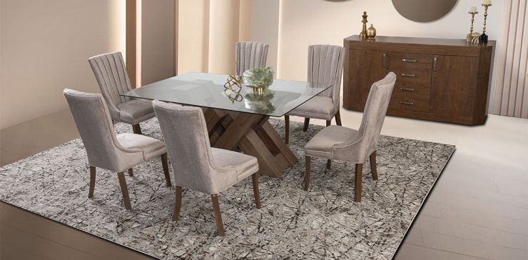 Comedor Rectangular 180 Cm Penthouse Café 7 Piezas