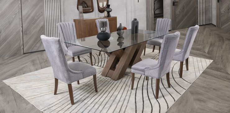 Comedor Rectangular Penthouse Plata 7 Piezas