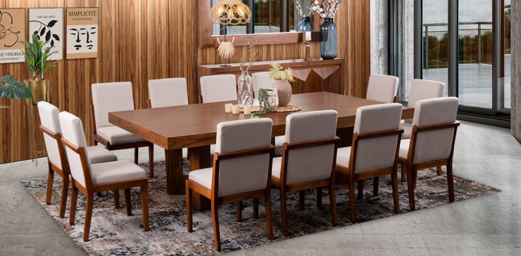 Comedor Rectangular Creta con Sillas Arena 260 cm