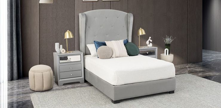 Recámara Matrimonial Perla Plus Gris 3 Piezas
