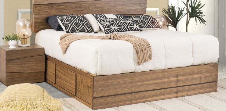 Base De Cama con Cajones King Size Kala Nogal