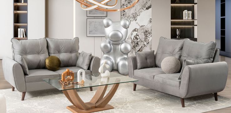 Sala Aria Soft Gris Oxford 2 Piezas