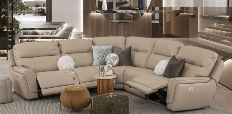 Sala Reclinable Modular Piel Darno Toffee (Boal)