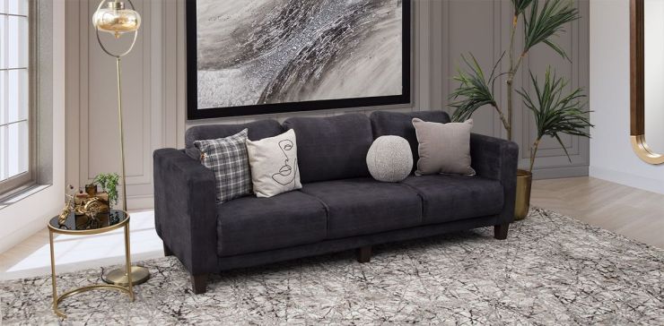 Sofá 3 Plazas Stephanie Clarity Charcoal
